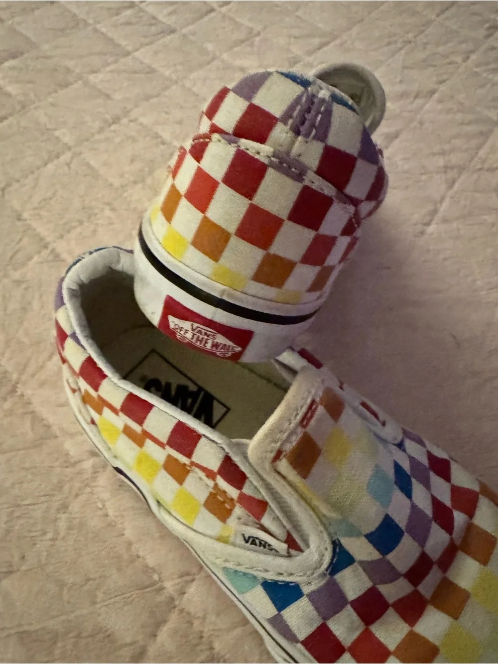 Vans Kids Multicolor Rainbow Checkerboard Slip-On Sneakers